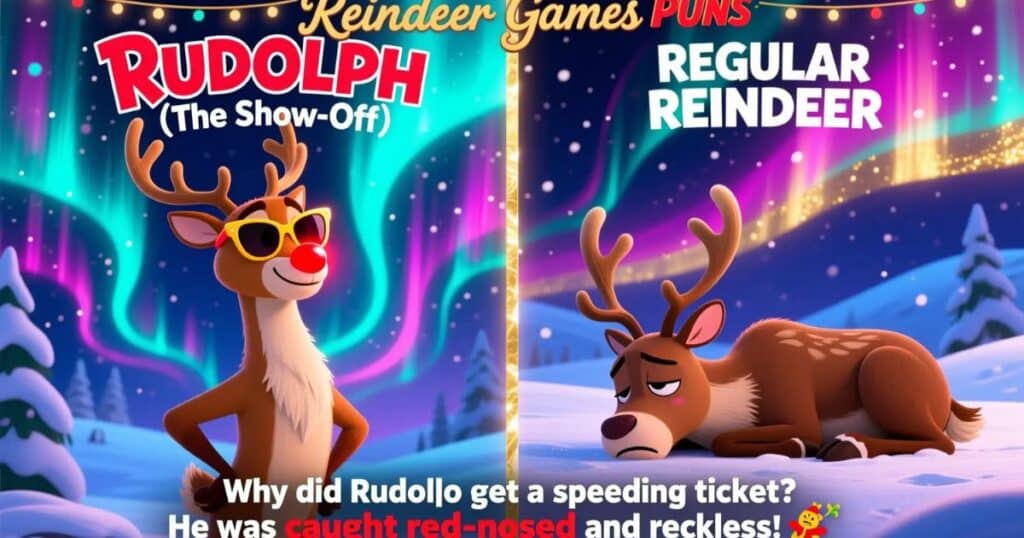rudolph reindeer puns comparison funny illustration december